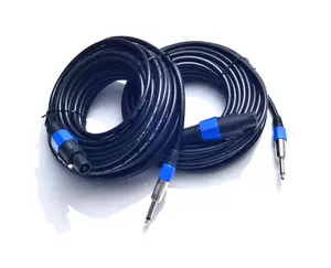 2Pack 50 ft Speakon to 1/4" Male Cables for Professional Audio Amplifier, 14 AWG