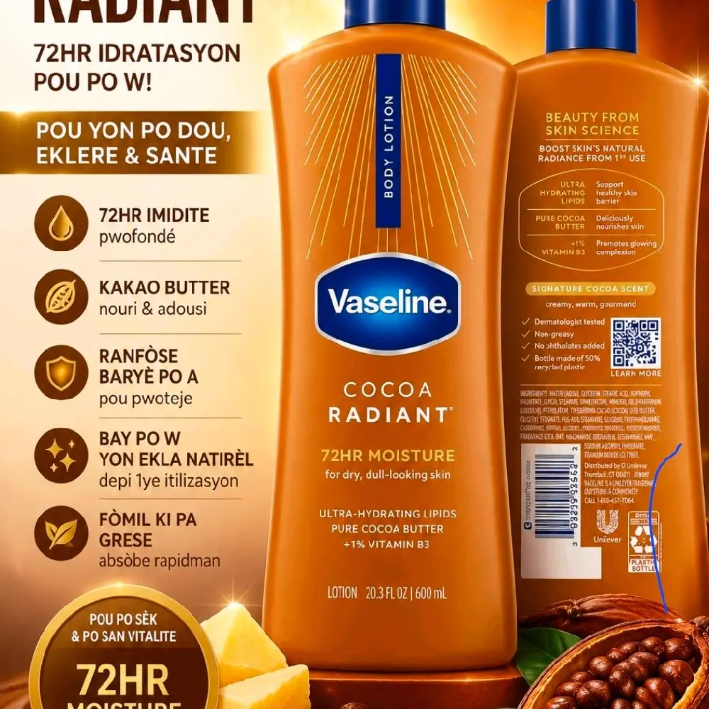 Vaseline Body Lotion, Moisturizing Skin Care Cream for Daily Hydration