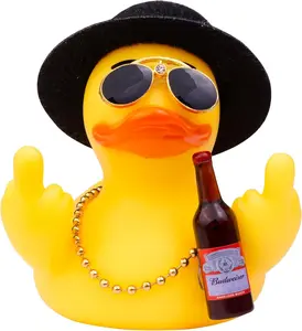 2.75" Yellow Duck Dashboard Decoration, Duck  Ornament Cute Accessories with Hat Necklace Sunglasses Cool Prop Funny Office Festival Gifts