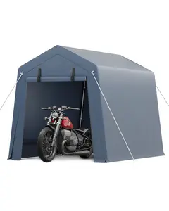 6x6ft Waterproof Outdoor Storage Shed, Portable Carport with Roll-up Zipper Door & Windows for Motorcycle, Bike & Garden Tools