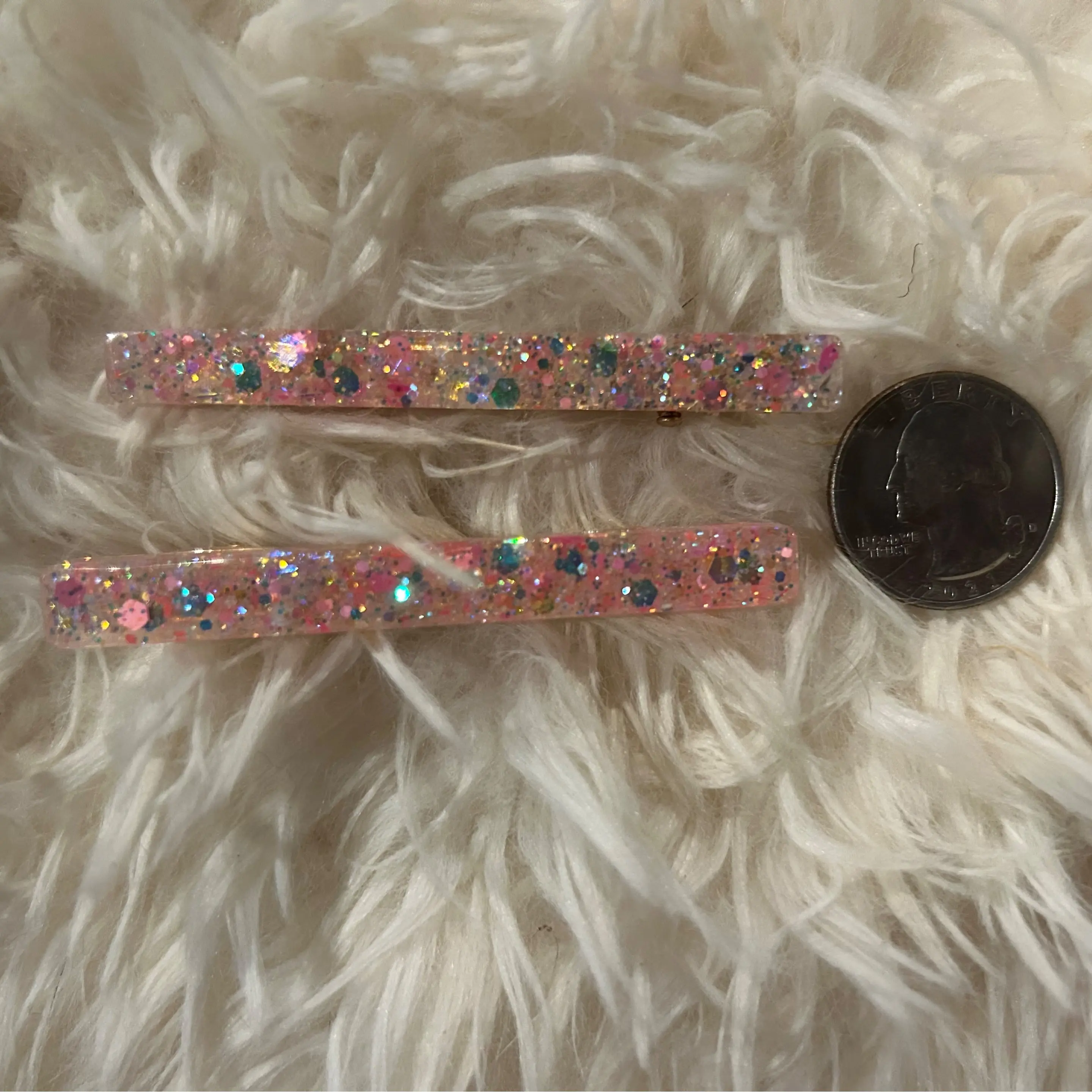 Handmade Glittery Pink Resin Barrette Clip for Women & Girls