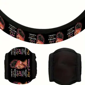 Universal Car Steering Wheel Cover Interior Set, Car Steering Wheel Cover Armrest Pad Shoulder Protector Water Coaster, Car Interior Accessories for Women, Car Interior Kit