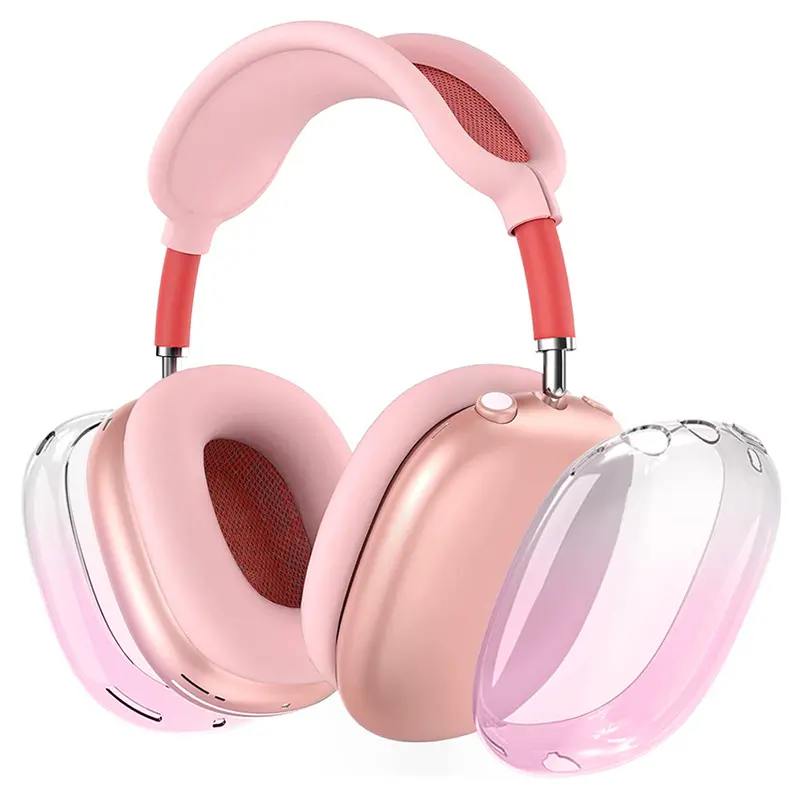 Silicone protective case for AirPods Max 2 headphones, Headset, transparent TPU earflap cover, ear pad cover, headband cover suitable for AirPods Max 2/1, pink
