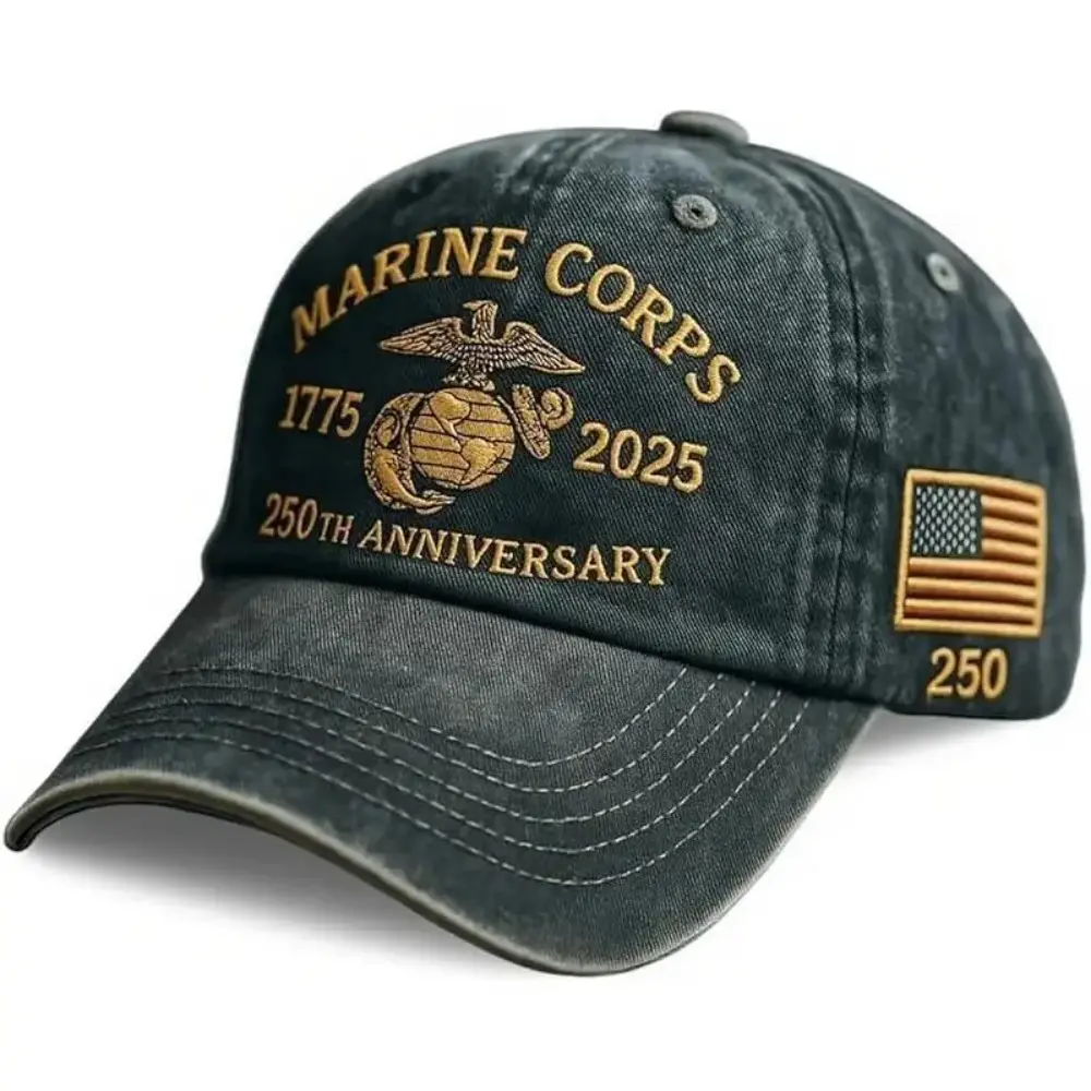 Men's Marine Corps 250th Anniversary Commemorative Baseball , 250th Anniversary Tribute Washed  Retro Marine Corps Veteran men modern cap