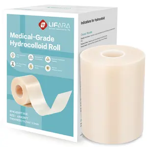 LIFARA Hydrocolloid Roll for Wound Care - Cut-to-Size, Extra Large Hydrocolloid Patch Bandages with Self-Adhesive, Ultra Absorbent, Flexible & Waterproof, First Aid Kit Essential (4in*26ft, 19.7mil/ 0.5mm Thickness))