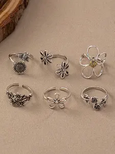 Boho Style Adjustable Rings Set, Vintage Rose Flower Design Jewelry for Women & Girls, Unique Handmade Gift Idea, Adjustable Sunflower Ring