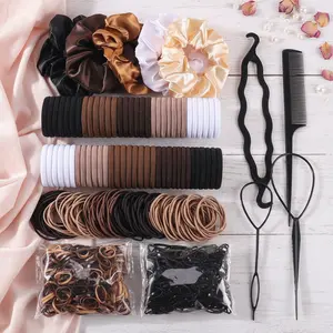 1109 Pcs Complete Hair Styling Set – Cotton Seamless Elastics, Rubber Bands & Styling Tools | Ideal for Women & Girls | Daily Use & Gift Ready