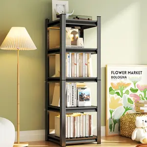 5-Tier Metal Adjustable Bookshelf Easy Assembly Modern Bookshelf Suitable for Living Rooms, Bedrooms, Home Offices, Pantries, Commercial Spaces Double-Layer Reinforced Design
