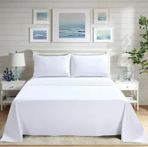 A Adios Hotel Luxury Flat Sheet Only Soft Top Sheet Flat Bed Sheets USA Size Twin Full Queen King White Comfortable Durable Microfiber Fabric