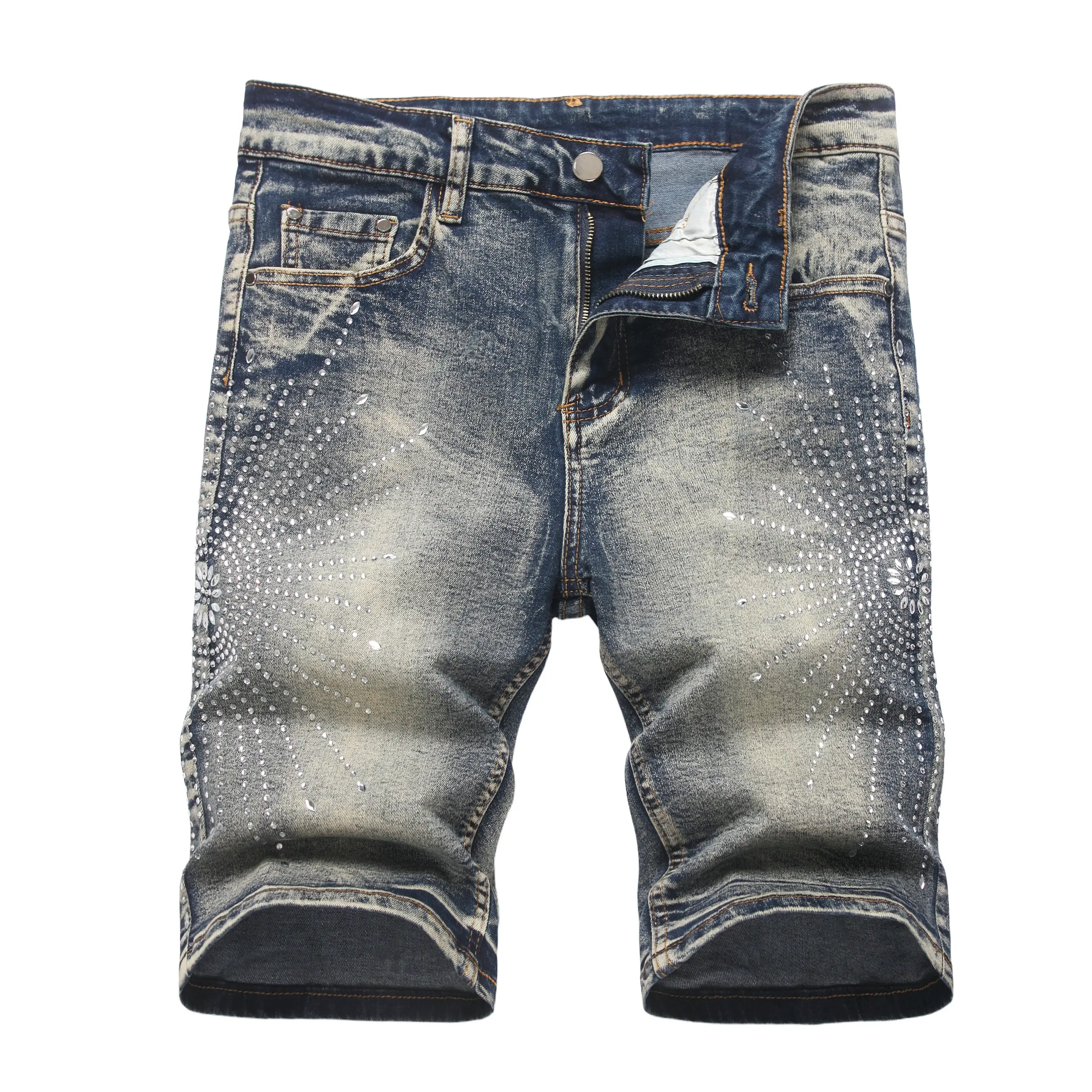 JUNBAOSS Men's Slim Fit Stretch Denim Shorts Ripped Skinny Jean Shorts for Men, Fashion Straight Comfort Flex Waist Short Jean fathersdaygift Menswear backtoschool