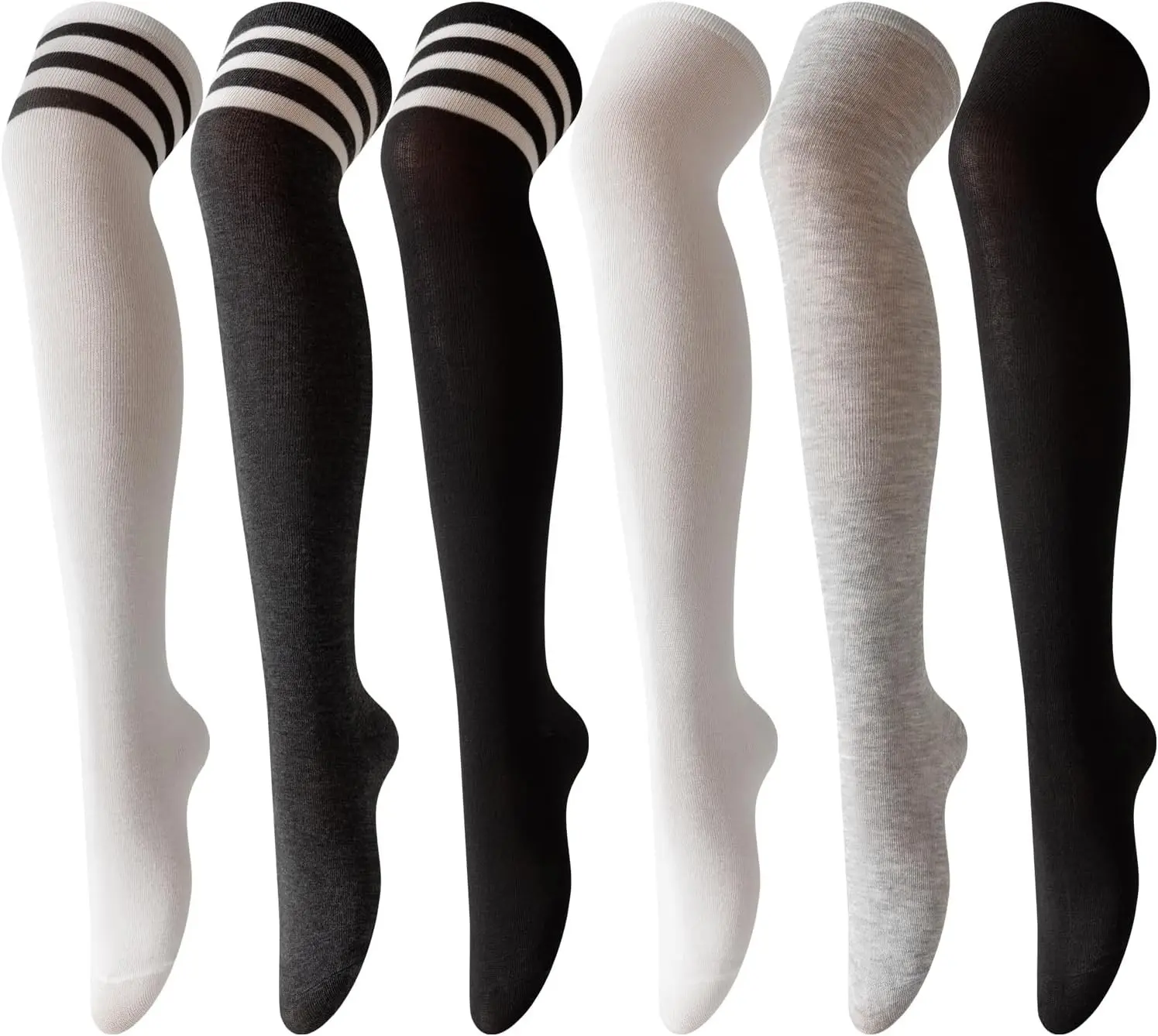 6 Pairs Women's Thigh High Socks Over Knee Warm Stockings for Boots Cosplay Daily Wear Leg Warmers
