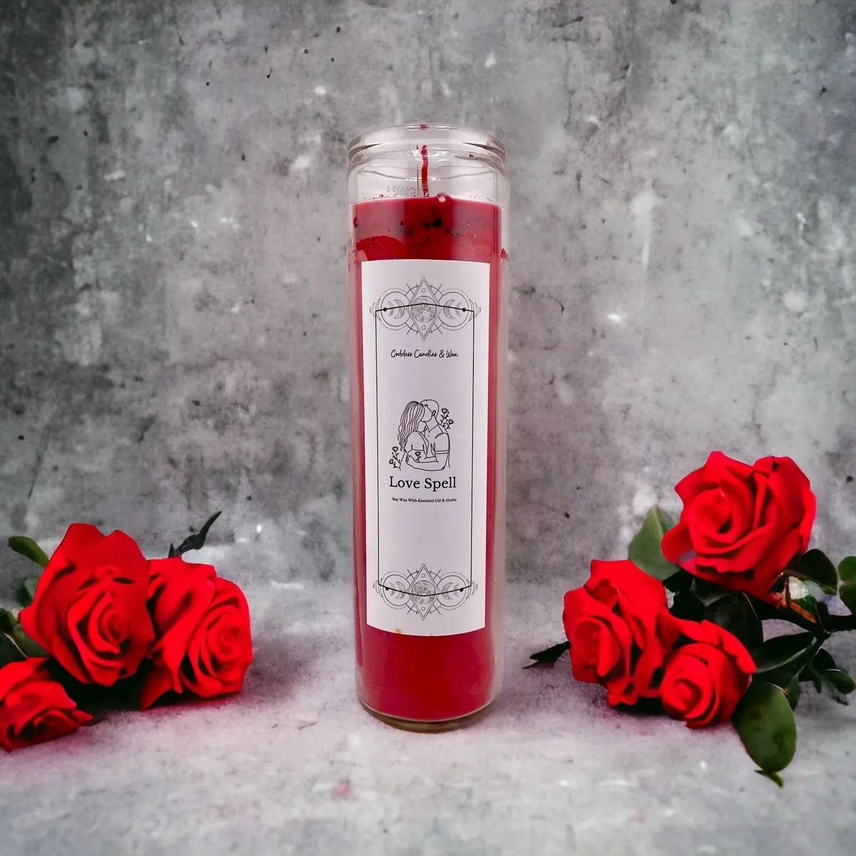 Love Spell Prepared 7 Day Ritual Candle 16oz | Voodoo, Wicca, Magick, Brujería, Spell, Hoodoo, Ritual | Essential Oils, Ritual Rice, Herbs & Crystal