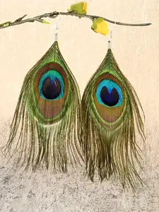 Peacock Feather Design Dangle Earrings, Statement Earrings, Fashionable Tassel Decor Jewelry for Women, Daily Clothing Decor, Trendy All-match Jewelry for Birthday Gift
