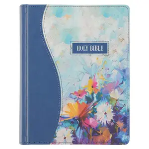 Blue Floral Faux Leather Hardcover Note-taking Bible outdoorfun