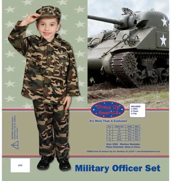Dress Up America Boys' Deluxe Military Costume Set - Loose-Fitting Polyester Army Outfit with Embroidered Jacket, Pants, and Cap, Shirt, Outfits, Embroidery, Flag, Military Wear