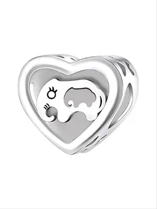 Cute Copper Plated Elephant Heart Charm, Animal Pattern, Engraved English Text, Perfect Gift for Friends, All Seasons Accessory