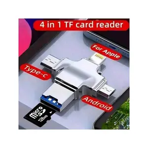 1pc 4-in-1 Micro SD Card Reader, High-Speed USB Flash Drive Memory Stick, Portable Mini Rotatable Data Storage Device, Compatible with Smartphones/Laptops/PC/Android Devices, External Data Storage, Multiple Device Compatibility, USB Ports