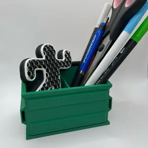 Mini Dumpster Pen Holder - Funny Desk Organizer - 3D Printed Green Container with Unique Design for Office Supplies