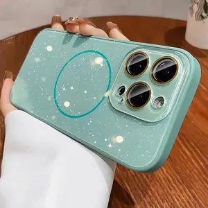 Ice Crystal Glitter Anti-Drop Shockproof Protective Phone Case Cover, Fits iPhone 17 Pro Max 16 Pro Max 14 Pro Max 13 Pro Max 12 Pro Max Series, Durable Protection