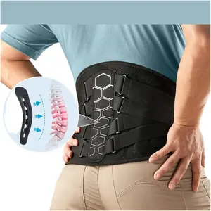 Breathable Back Support Belt with Dual Adjustable Straps, Lumbar Compression Brace for Lower Back Pain Relief, Sciatica, Herniated Disc, Gym, Running & Daily Use
