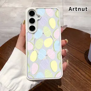 Magnetic Soft Phone Case Compatible with Samsung Galaxy S23 Ultra S24 Plus S25 S22+ FE Easter Egg Symphony Pattern Anti-Yellowing Shockproof Ultra-Thin Silicone Crystal Transparent Acrylic Cover Supports Wireless Charging.