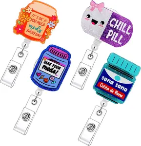 Cute Badge Reels Retractable ID Badge Holder Retractable with Clip,Accessories for Nurse,Student,Teacher, Office Workers, ,  14