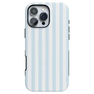 Glossy and Blue Stripes Sunday Case, Phone Case For Her Beachy Summer, iPhone 17/16/15/14/13/12/11 promax /plus / pro /air