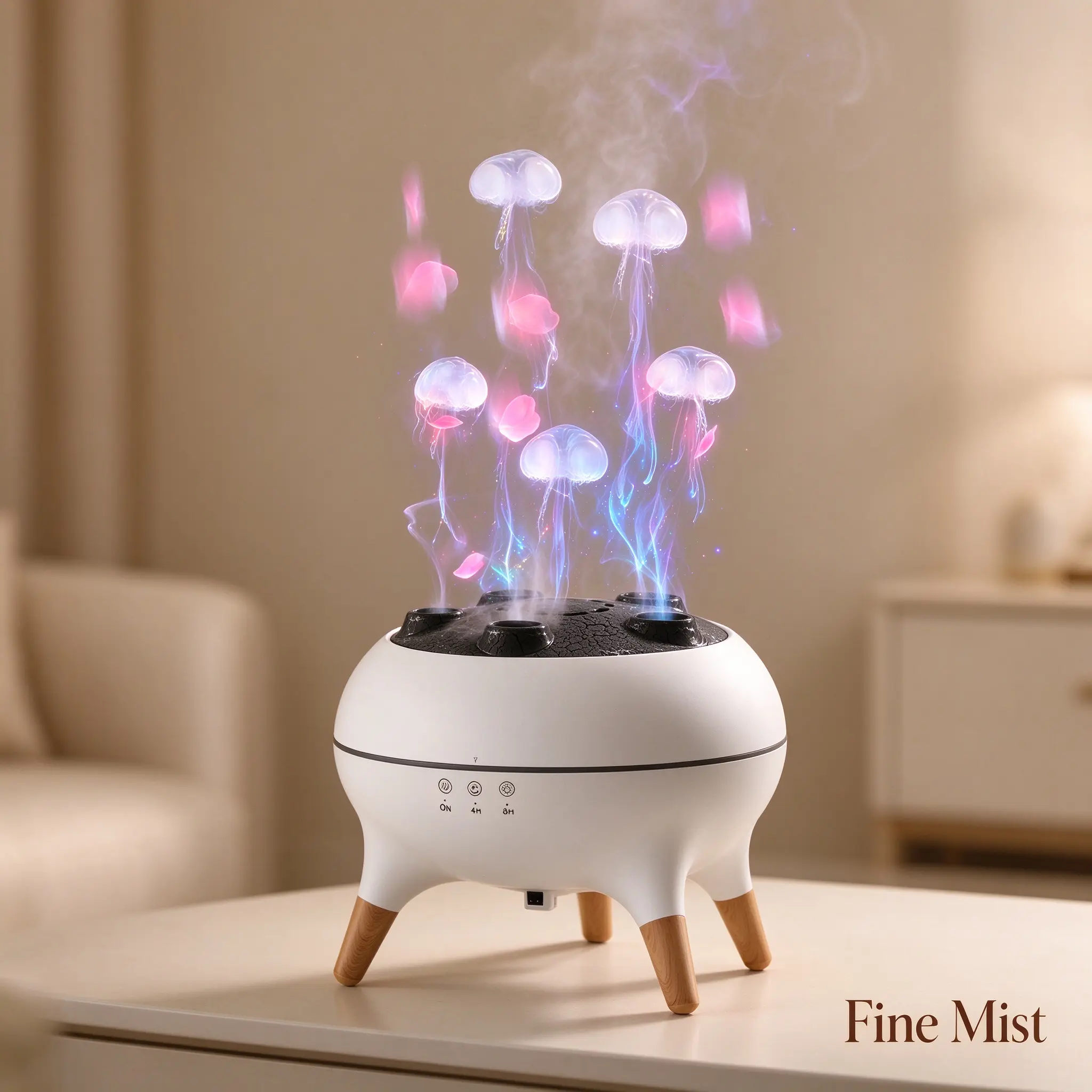 2-in-1 Aromatherapy Diffuser & Cool Mist Humidifier for Dry Winter Air, 5-Outlet Mist, Ultra-Quiet Operation, 4H/8H Timer Household Humidifier Appliance colorful color indoor