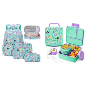 Fimibuke Backpack and Lunch Box Set for School, 3PCS Waterproof School Bag with Pencil Case & Lunch Bag + Leakproof Bento Box with 8.5oz Thermos Jar, Utensils & Sauce Container TikTokShopBacktoSchool