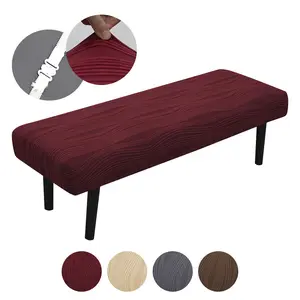 Elastic Long Bench Cover, Elastic Slipcover, Stretchable and Easy to Clean, Vertical Stripe Jacquard Pattern, Furniture Protector for Living Room, Bedroom, Office
