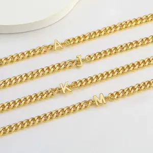 26 initials bracelet golden stainless steel bracelet men and women daily wear gift
