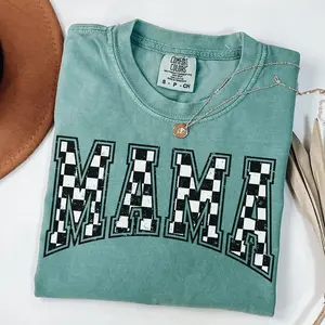Comfort Colors Checkered Mama Shirt Gift for Mom, Retro Mom Tee, Mother's Day Gift, Vintage Checkered Mama T-shirt