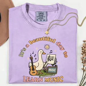 Comfort Colors It's a Beautiful Day to Learn Music Goose Shirt – Music Teacher T-shirt – Back to School Comfort Colors Tee – Cute Teacher Shirt