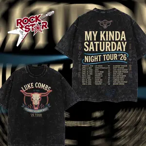 [ Rock Star ] Luke Country Music - Spring 2026 Black Play My Kinda Saturday Night Tour 2026 Soft Cotton Shirt, 2 Sided Country Concert Tee, Luke Vintage Graphic Shirt, Music Fan Gift