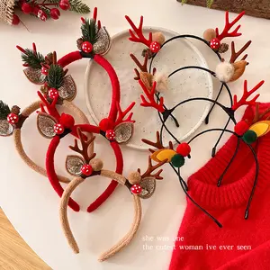 New Forest Style Deer Headband Christmas Red Antler Hairband for Girls Children Hair Accessories Hair Clip Headwear