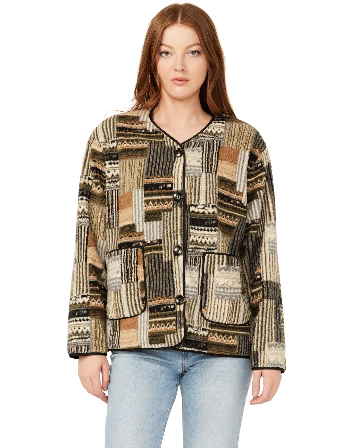 Miss Me Women's Women'S Multi Striped Print Button-Down Jacket - Mj0497l