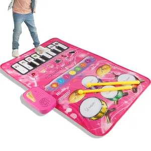Kids Music Piano & Drum Mat Toy , Indoor Dancing Pad, Adjustable Volume, Animal Sounds, 7 Instruments, Unisex, Christmas Gift, No Batteries Included