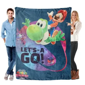 Warner Bros. Super Mario Blanket - Cooling Blanket for Fans Iconic Characters Design Versatile Use Nostalgic Practical Perfect for Super Mario Enthusiasts