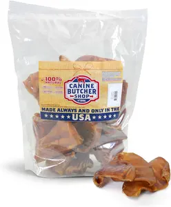Canine Butcher Shop Pig Ears for Dogs, Large, Made in USA (18 Count) Safe High Quality Chews