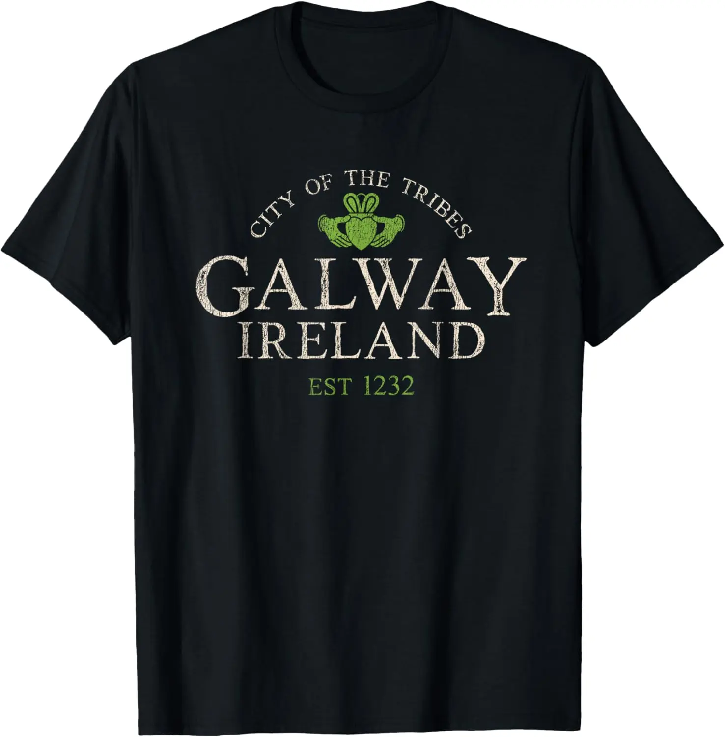 Women's 100% Cotton Casual Short-Sleeve Round Neck Claddagh Graphic Tshirt - Vintage Irish Galway Souvenir Gift, Large Clothes with Wide Range of Sizes, Party & Everyday Tops