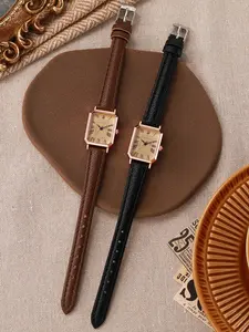 Vintage Elegant Women's Small Dial Fashionable Wristwatch, New Sports Fashion Trendy Long Rectangle Quartz Watch, Simple Casual Style Exquisite Watch