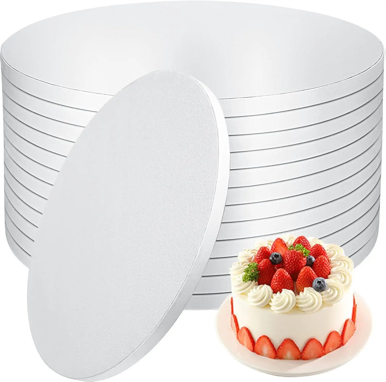 12 PCS Cake Drums 10 Inch, 10inch Drum, Cake Boards 10 Inch Round, 1/2" Thick Cardboard, Sturdy Circle, Base para Pastel Cardboard Base White Cake Boards for Wedding