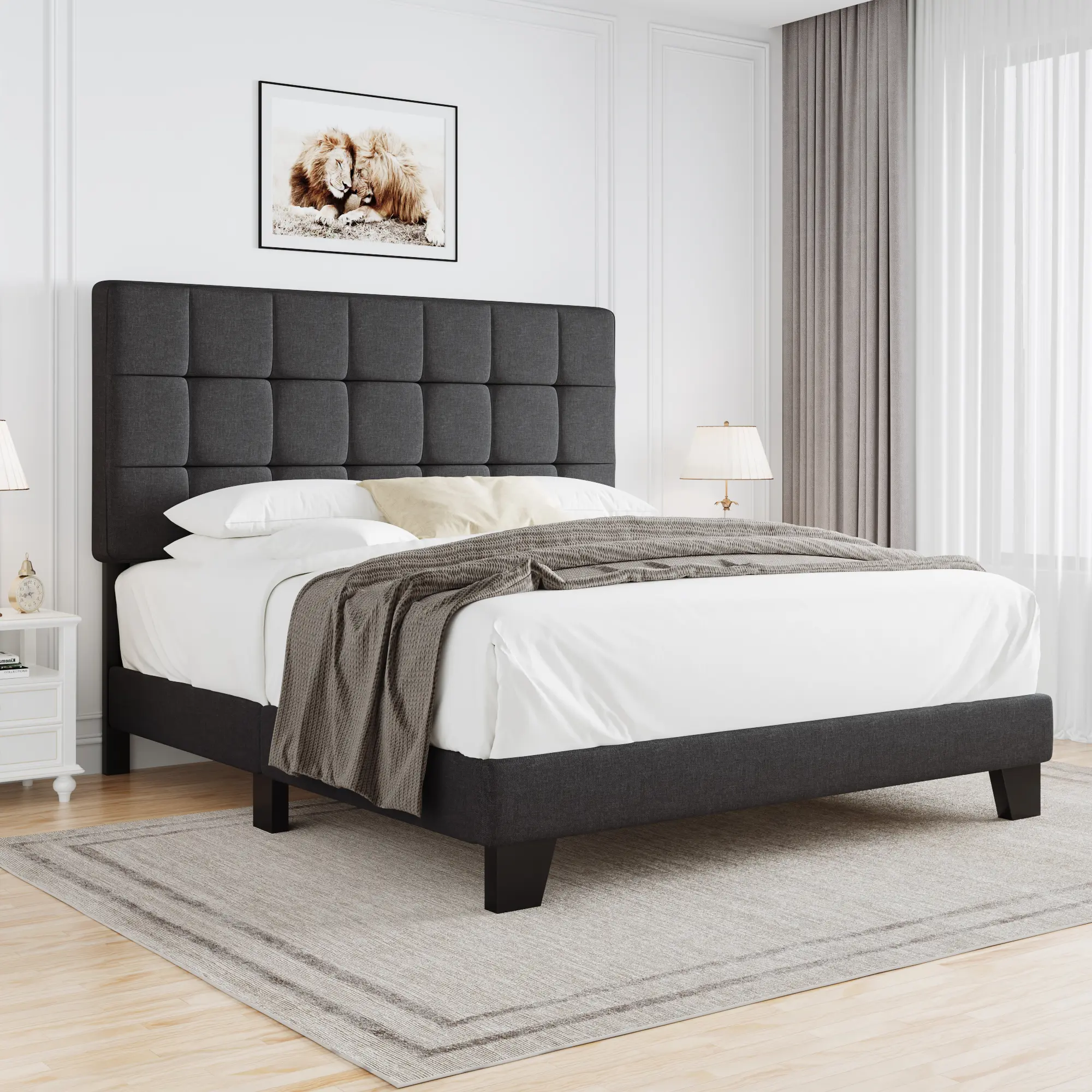 HOOMIC Upholstered Platform Bed Frame【Frame Only No Mattress】with Adjustable Headboard,No Box Spring Needed,Full/Queen Size#TikTokShopDealsforYouDays#DealsforYouDays#Summervibes#Summergarden