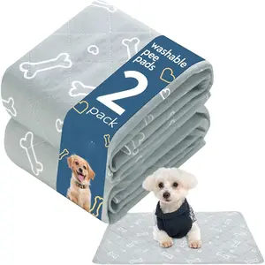 Washable Pee Pads for Dogs, 2 Pack Reusable Puppy Pads, Super Absorbent & Waterproof Training Mats for Potty, Crate, Kennel, Playpen, Bed & Sofa, Anti-Slip Wee Pee Pads for Dogs