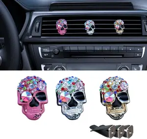 3 count Bling Skull  Air Fresheners Vent Clip, Colorful   Diffuser Vent Clip,  Air Conditioner Decoration Clip, Funny   Interior Accessories for Women Girls