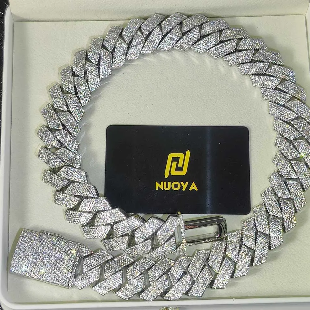Hip Hop Jewelry High Quality Diamond Necklace 25mm 6 Rows  Cuban Link Chain Bling Big Heavy  Out Chain Necklace For Men