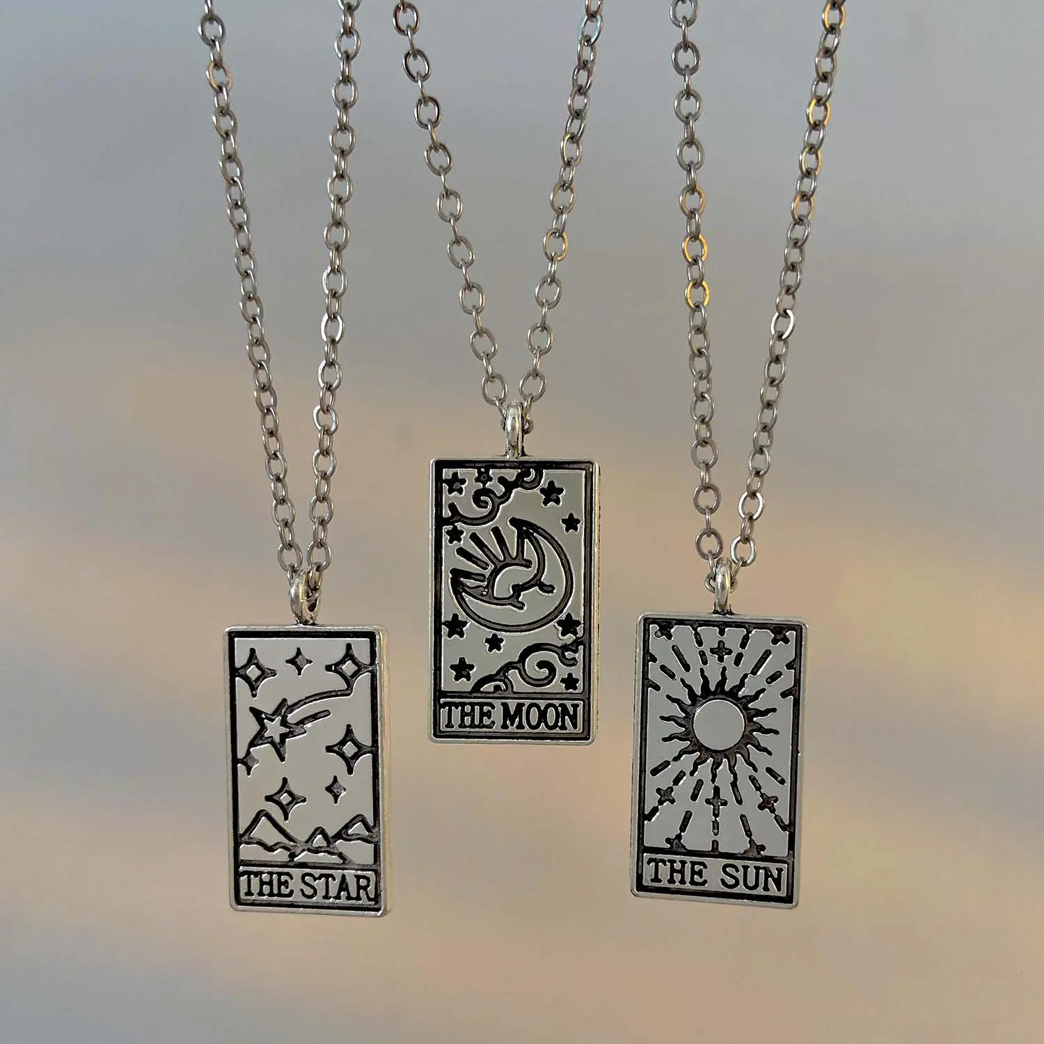 Three-piece tarot set necklace earrings moon sun star pendant necklace earrings ladies daily wear gift