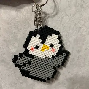 Small penguin keychain made from perler beads