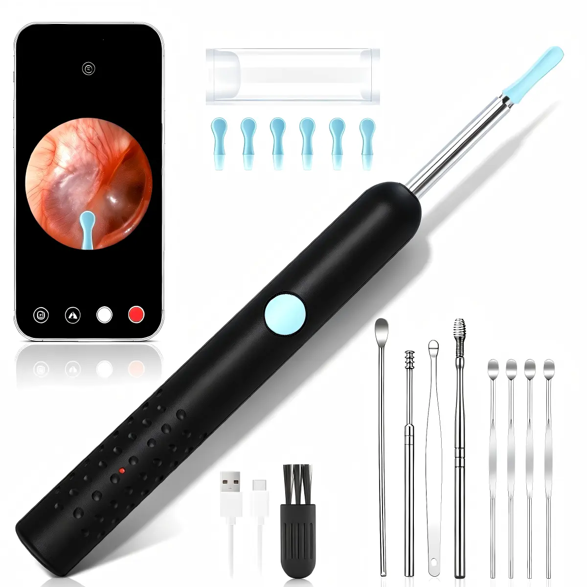 Visual Earwax Removal Tool Kit with 1080P HD Camera, Smart Ear Cleaner Spoon Compatible with iPhone and Android, Removal Tool Kit Earwax Removal Products, Visual Ear Spoon