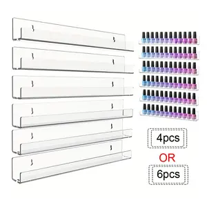 Modern Acrylic Wall Hanging Shelves 4-piece/6-piece set - Transparent space-saving bookshelf, matte and easy to install, simple modern shelves for bathrooms, bedrooms, and kitchens (4/6-piece set)